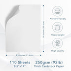 MOS White Legal Cardstock Paper 8.5 x 14 Inch — Heavyweight 250 GSM Cover Stock - Image 2