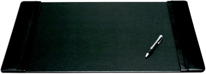 Dacasso Black Leather 25.5" x 17.25" Side Rails Desk Pad by Dacasso