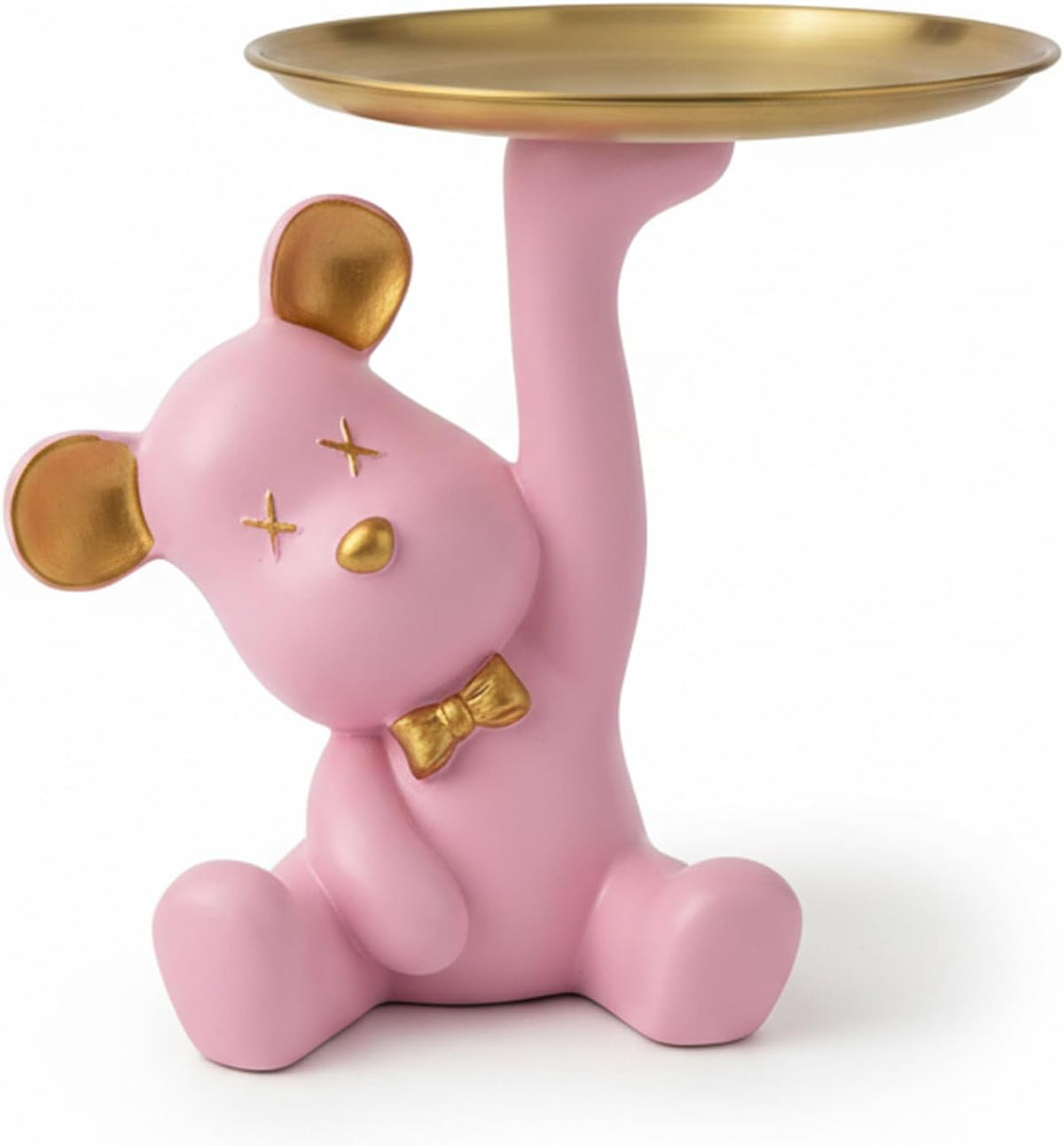 Bear Figurine Tray, Resin Key & Candy Dish Bowl for Entryway Table,