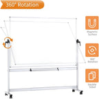 VIZ-PRO Double-Sided Mobile Whiteboard, 72 x 48 Inches, Magnetic Rolling Dry - Image 3