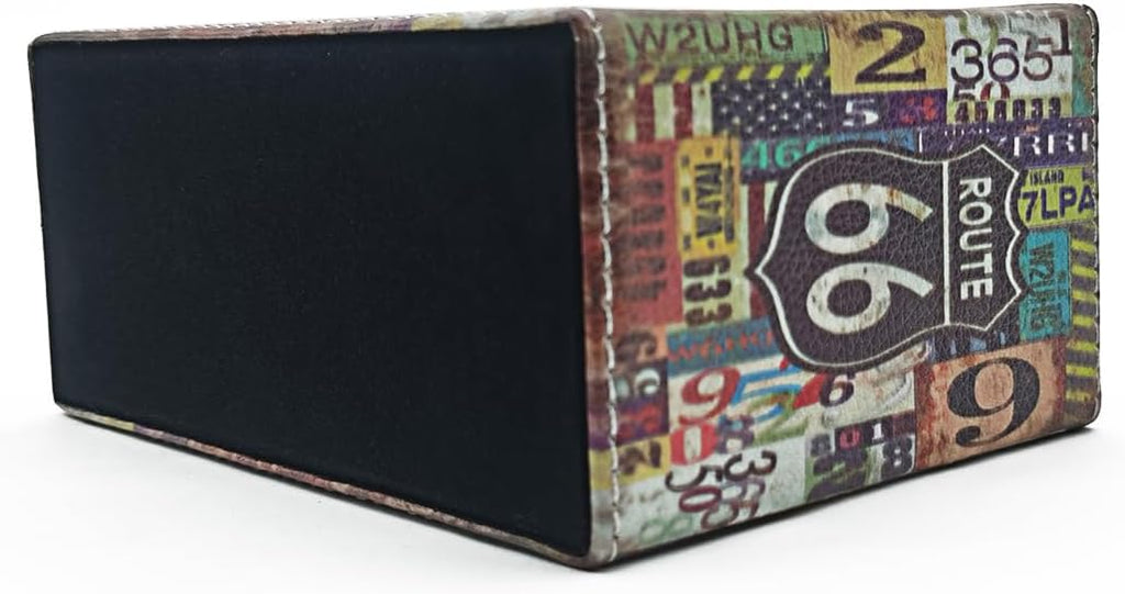 Pen Holder, Rectangle Vintage Pencil Holder with 2 Compartments, PU Leather Art Remote Control Holder Organizer Storage for Desk Accessory (66 Route)