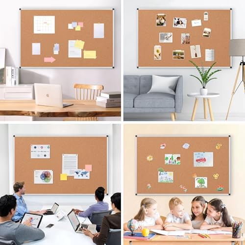 Extra Large Cork Bulletin Board 60" X 48", Silver Aluminum Framed 5...