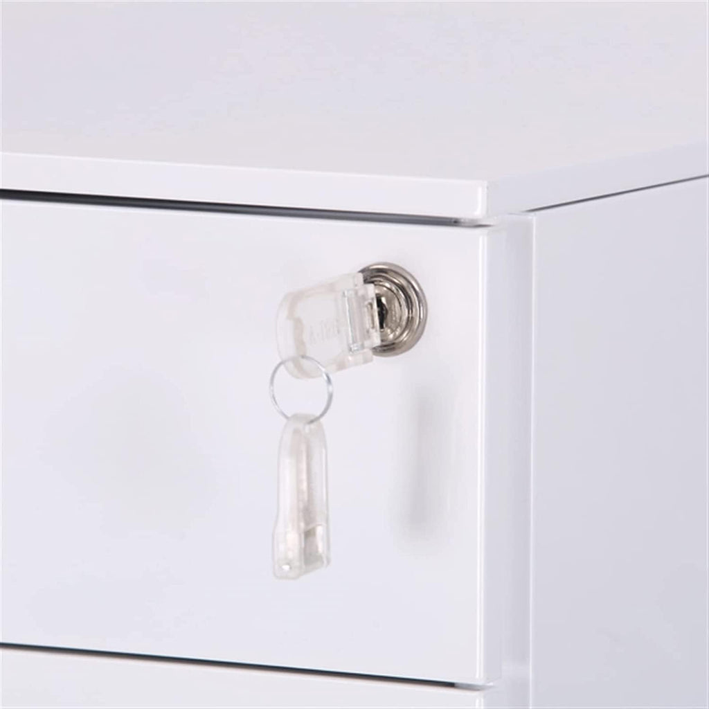 File Cabinet Three Drawers Side Pull Metal File Cabinet White Iron Chest of Drawers for Home Office Furniture 30 * 45 * 60Cm,
