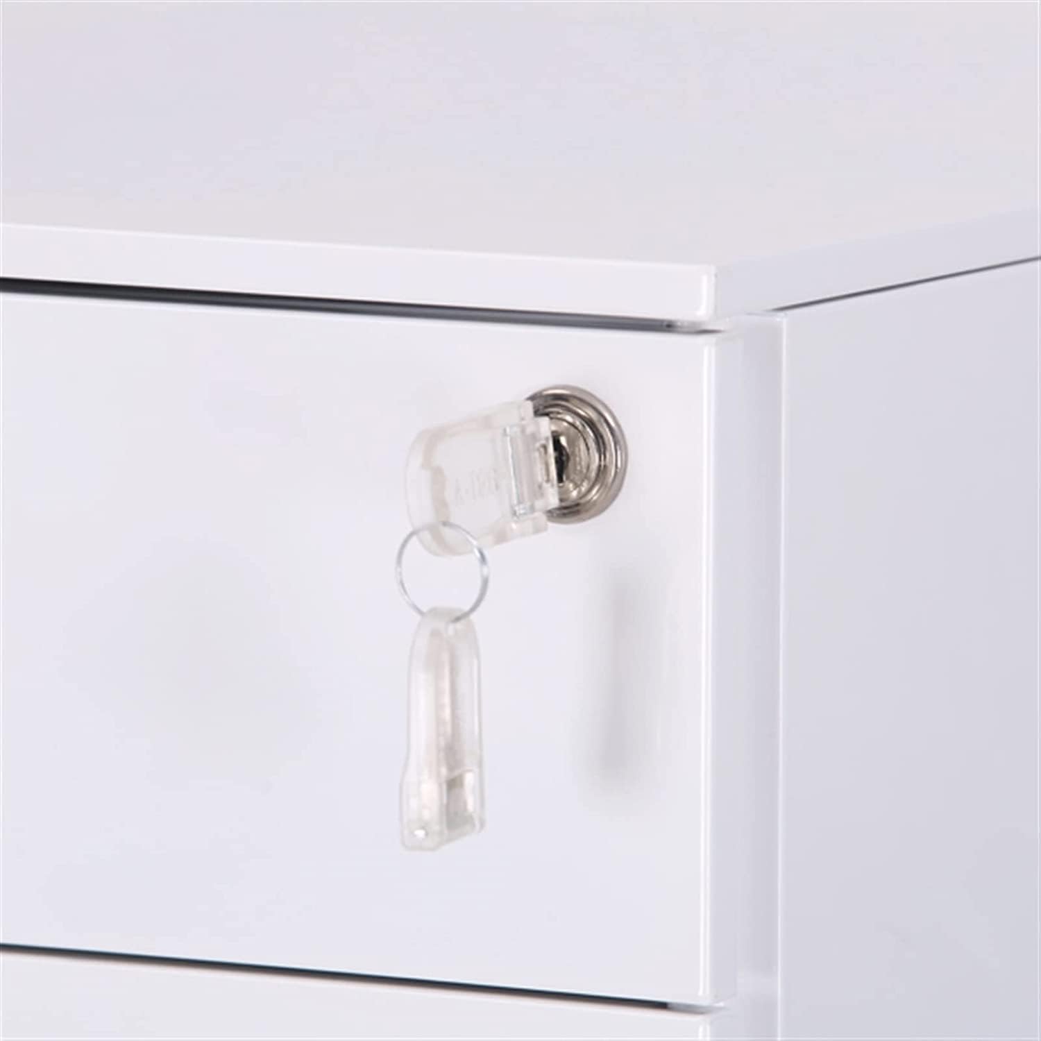 File Cabinet Three Drawers Side Pull Metal File Cabinet White Iron Chest of Drawers for Home Office Furniture 30 * 45 * 60Cm,