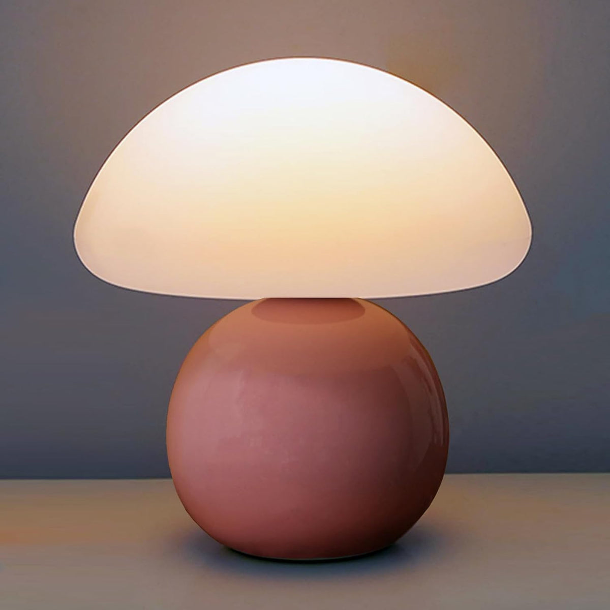 Cute Small Mushroom Lamp, PE Lampshade, Ceramic Base, Adjustable Light Color ...