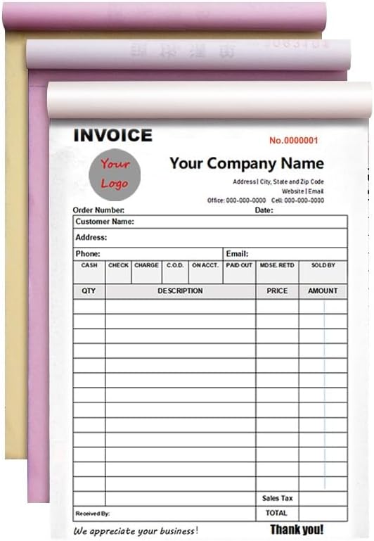 Personalized Invoice Book Custom 2 Part/3 Part Receipt Book Quote Estimate by BFHEFGSUU