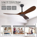 52 inch ceiling fan no light ，wood outdoor, close-up detail