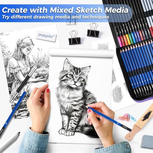 drawing set sketching kit, pro art supplies sketch, front angle view