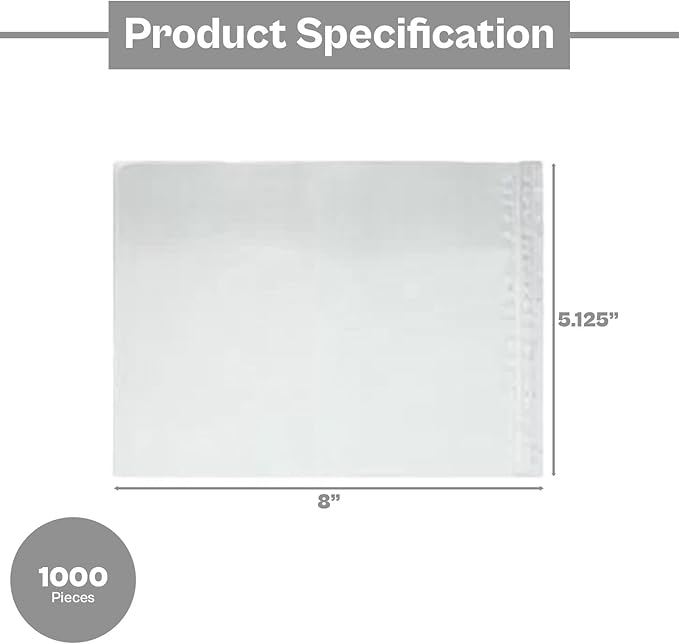 PSBM 1000 PCS 5.12 x 8 Inch Clear Blank Packing List Envelopes, Shipping - Image 3