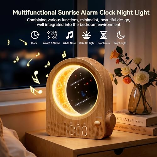 blonbar dual alarm clock for heavy sleepers, dimmable shown in use