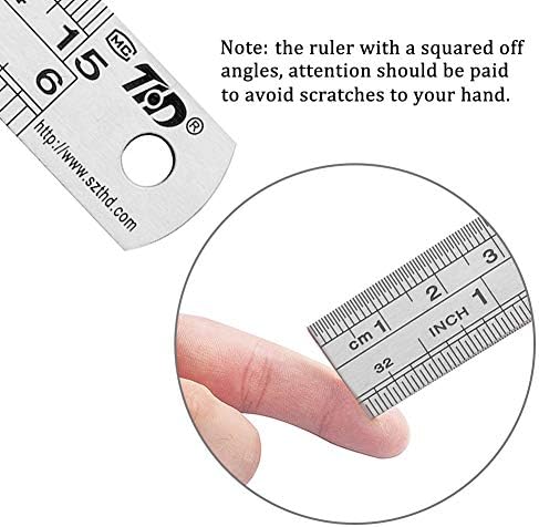 ZZTX Ruler Metal Straight Edge Stainless Steel Ruler 6 Inch Ruler Set Rulers - Image 4