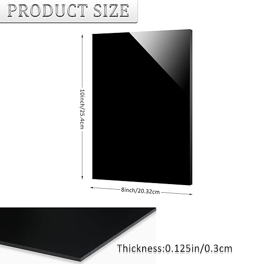 4 Pieces Black Acrylic Sheet, 8 x 10 Inch 1/8 Inch Thick, Home Decor, Display - Image 2