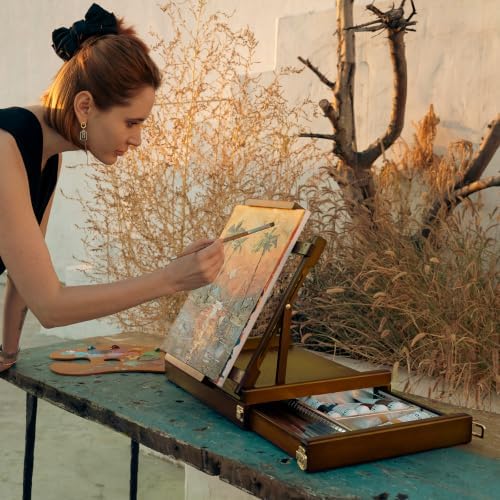 meeden portable tabletop easel for painting: artist sketchbox, front angle view
