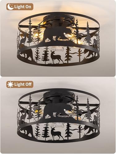 farmhouse caged ceiling fan with light,rustic fandelier flush, view 9