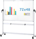 VIZ-PRO Double-Sided Mobile Whiteboard, 72 x 48 Inches, Magnetic Rolling Dry by VIZ-PRO