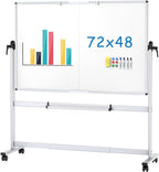 VIZ-PRO Double-Sided Mobile Whiteboard, 72 x 48 Inches, Magnetic Rolling Dry by VIZ-PRO