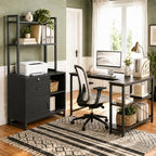 homieasy vertical filing cabinet with bookshelf for home, front angle view