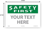Custom OSHA Style Safety First Sign 10" x 14" Adhesive Vinyl Sign, Customizable - Image 5