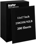200 Sheets Black Cardstock 11” x 17”, 92lb/250gsm Card Stock, Thick Card Stock by OcePor