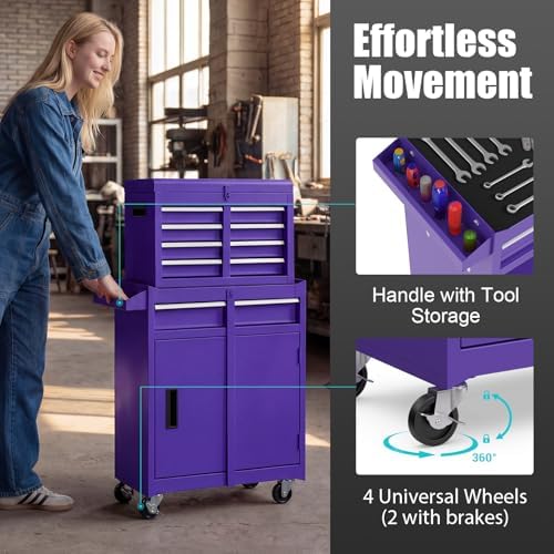 dreamade 5-drawer tool chest combo, rolling tool cabinet, package contents