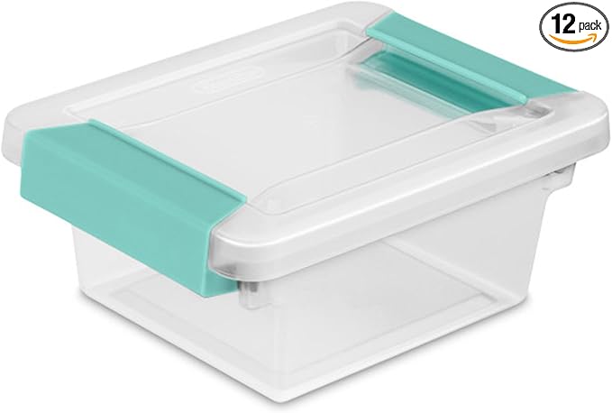 Sterilite 12-Pack Clip Box, Stackable Clear Plastic Bins by Sterilite