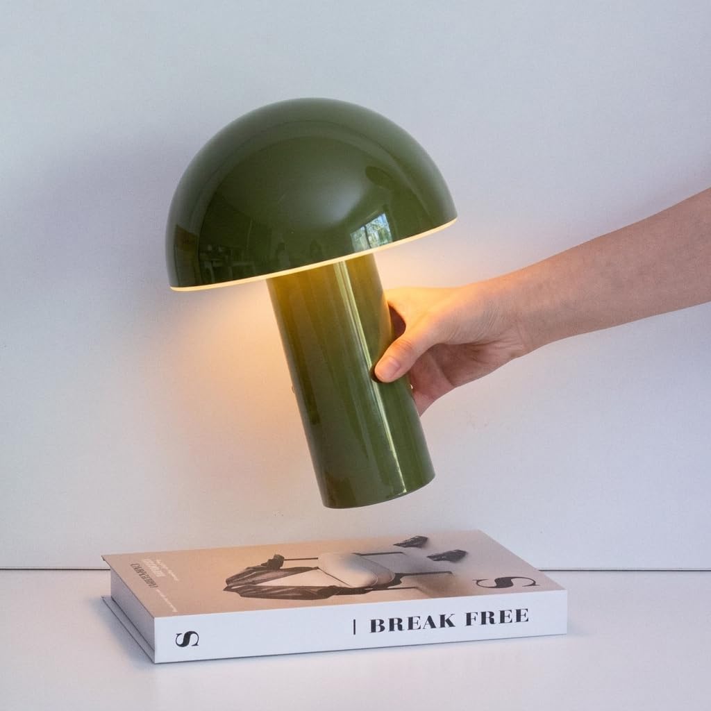 Brightech Celia Table Lamp – 10" Touch-Controlled Mushroom Accent Lamp, ...