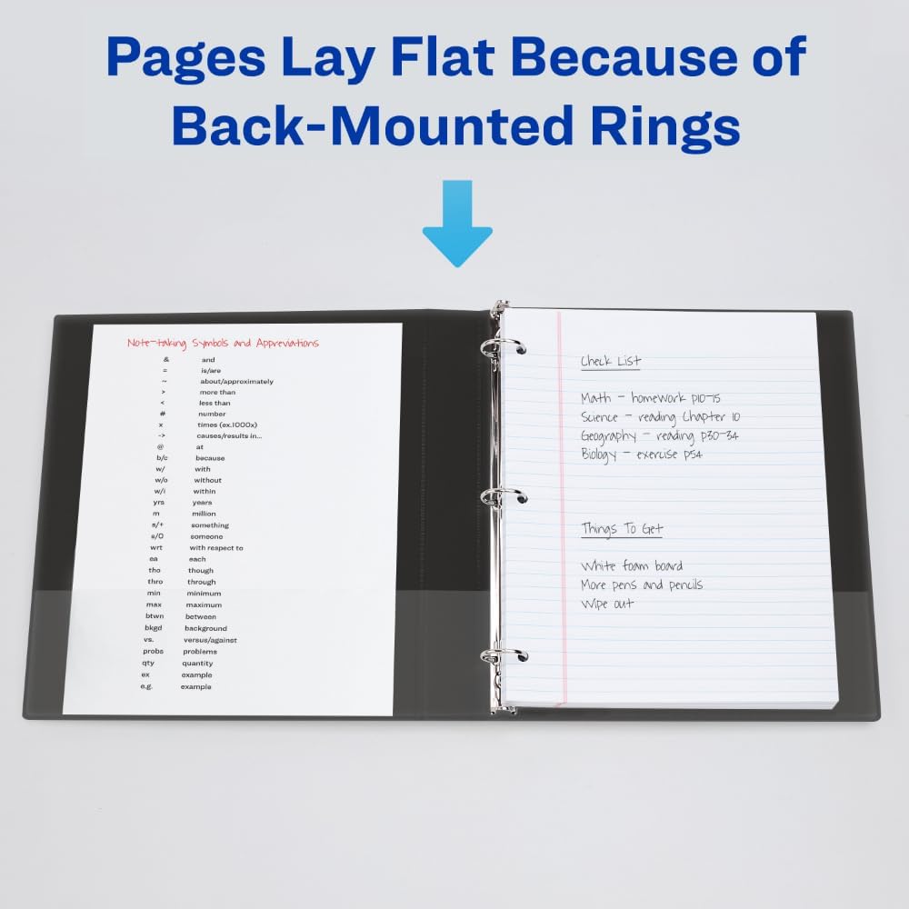 Avery® Durable View 3 Ring Binder, 0.5" Slant Rings, 1 White Binder | For Daily School, Home and Office Use, Clear View Overlays, DuraHinge Tear-Resistant Spine, DuraEdge Split-Resistant Edges