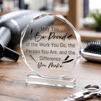 CroBlissful Hairdresser Gifts Acrylic Desk Decor Difference You Make Hairapist Gifts Barbershop Hair Salon Decor for Hair Stylist Cosmetology Women Men Birthday Plaque for Friend Hairdresser Barber