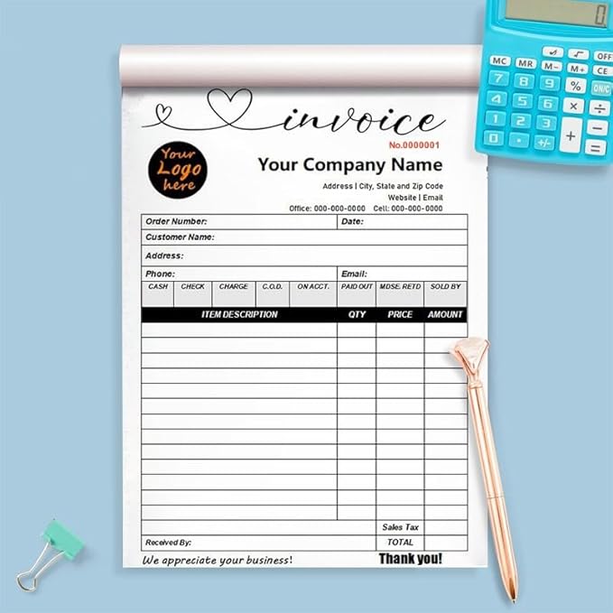 Personalized Invoice Book Custom 2 Part/3 Part Receipt Book Quote Estimate - Image 6