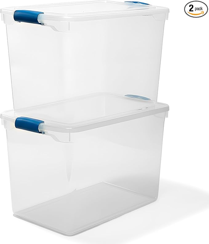 HOMZ 2-Pack Latching Lid, 112 Quart, and Office by Homz
