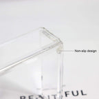 Buqoo Acrylic Sticky Notes Pad Holder Gold Desk Organizer Memo Holder | Clear acrylic sticky notes holder with gold base, fits standard 3x3 memo pads and keeps your desk stylish and organized.