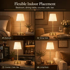 rechargeable cordless table lamp, nightstand to end table,gold,1, view 10