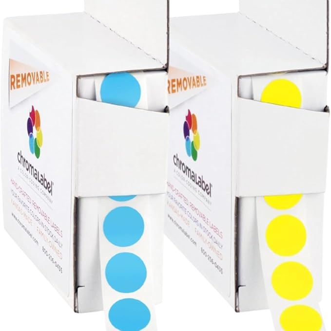 ChromaLabel 1/2 Inch Removable Circle Sticker Labels, High Visibility Round by ChromaLabel