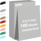 OcePor 100 Sheets Grey Cardstock Paper, Colored Printer Paper 8.5 x 11 by OcePor