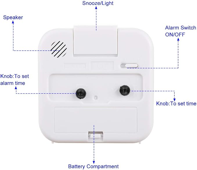 Tinload Small Battery Operated Analog Travel Alarm Clock Silent Non Ticking - Image 5