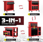 8 drawer rolling tool chest, 3-in-1 assembled tool, side view