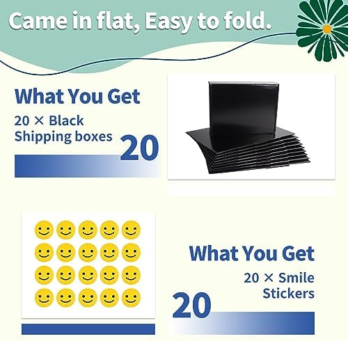 rempry 12x9x4 black shipping boxes 20 pack, large, side view