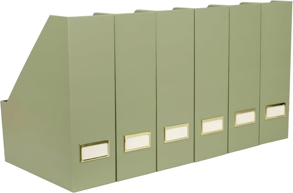 BLU MONACO | Set of 6 Foldable Magazine File Holders in Earth Green |