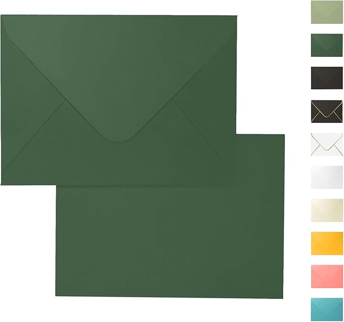 100 Pack Dark Green Envelopes 5x7, Goefun A7 Envelopes by Goefun