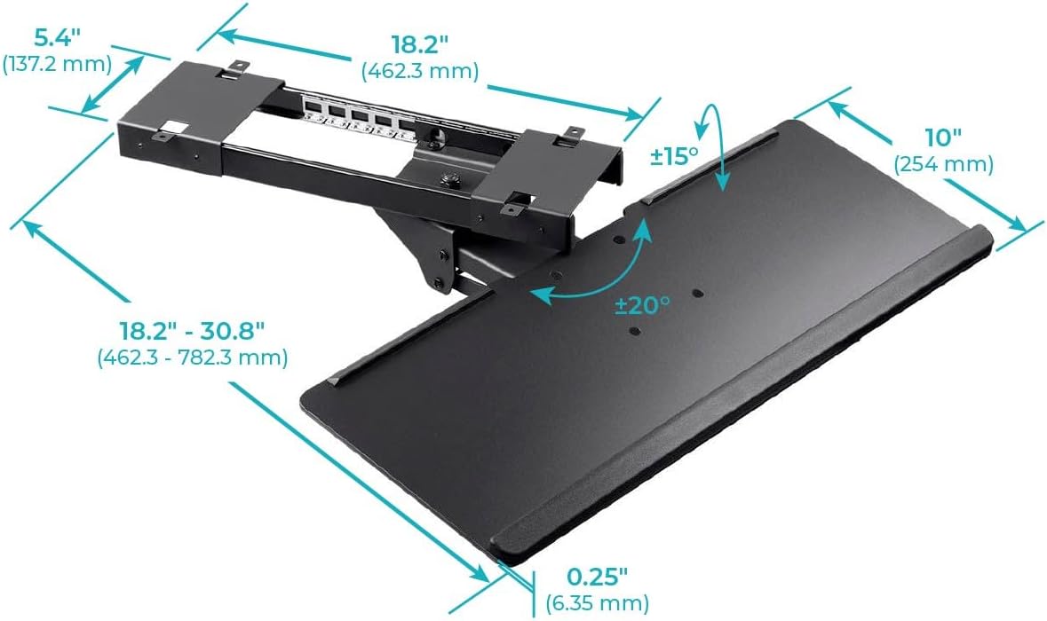 Monoprice Adjustable Ergonomic Keyboard Tray – With a 26.4 x 10in Full Size P...