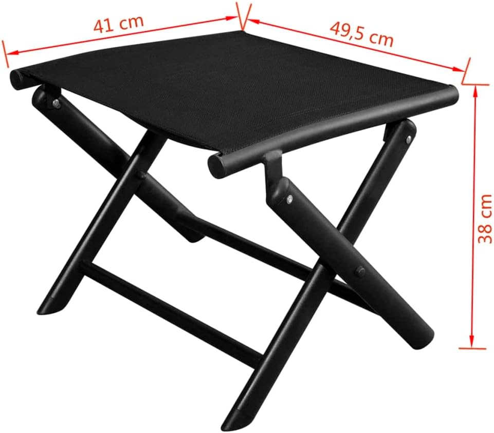 vidaXL Aluminum Foldable Footrest in Black