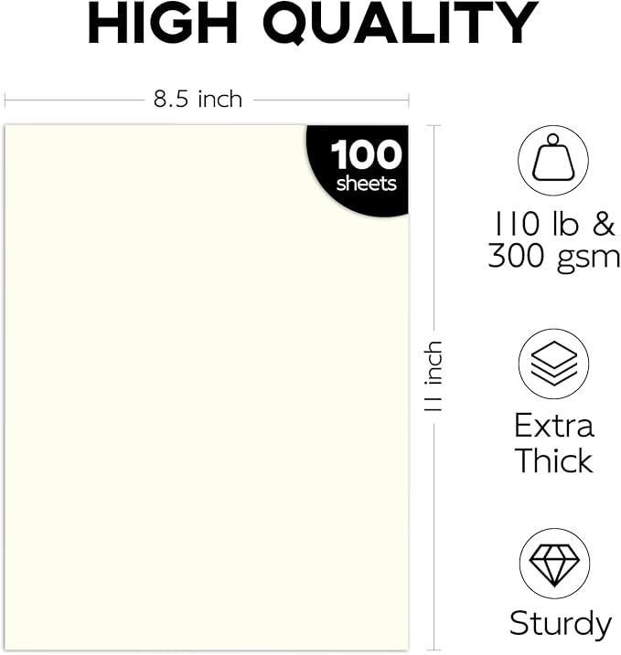 110lb Cream Cardstock, Goefun 100 Sheets Ivory Cardstock Paper 300 GSM Thick - Image 2