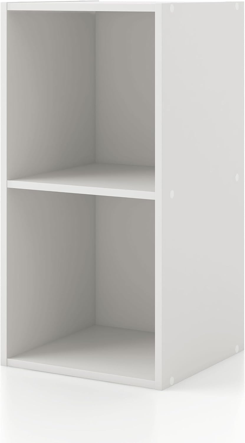 Homes: Inside + Out Apexa 2-Cube Storage Organizer Shelves, Stackable Wood Bo...