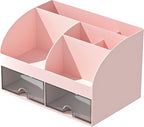 COMFYROOM Desk Organizer with 6 Compartments and 2 Drawers, Plastic Makeup - Image 6