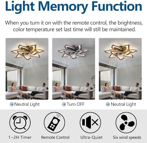 modern ceiling fan with lights remote control, 32", close-up detail