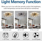 modern ceiling fan with lights remote control, 32", close-up detail