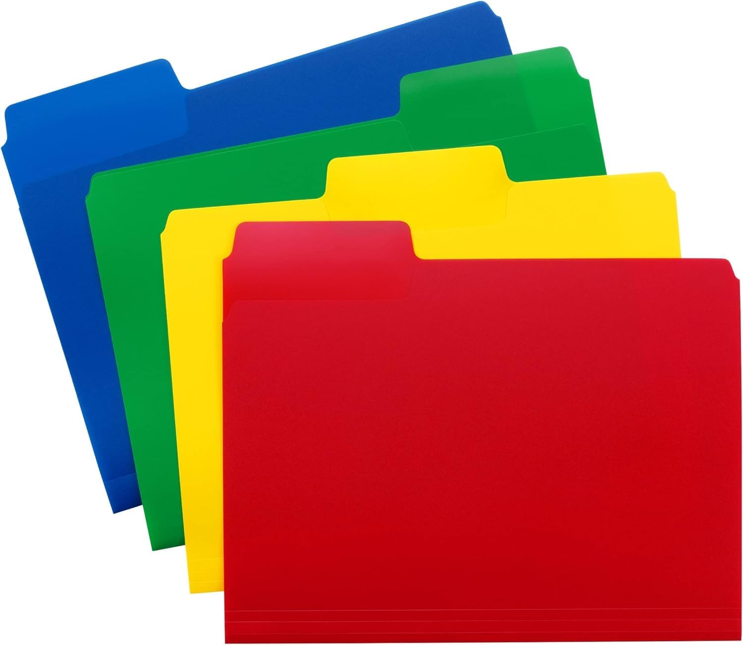 Smead SuperTab Poly Plastic File Folders for Documents, Set of 36 Plastic Folders, 1/3-Cut Tabs, File Folders Letter Size, Assorted Primary Colors, Office Supplies, School Supplies