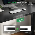 SIAGO Black 60x28 in Standing Desk, 1 Inch Thick Tabletop, Double Frame | Electric, Holds 220lbs, Sit Stand, 3 Memory Height Adjustment, Extra Deep Table Top, Black Frame