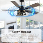 dawn whisper 52 inch black farmhouse ceiling fans, side view