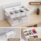 160qt stackable storage bins with lids trays craft, close-up detail